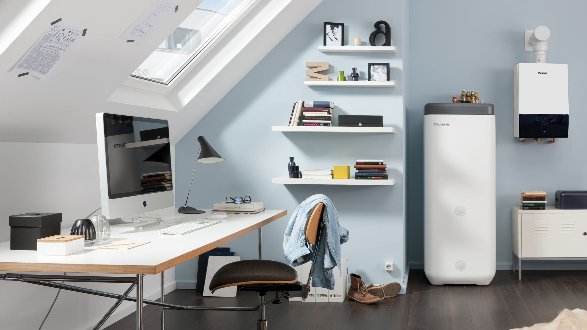 Zásobník teplej pitnej vody Daikin v internátnej izbe