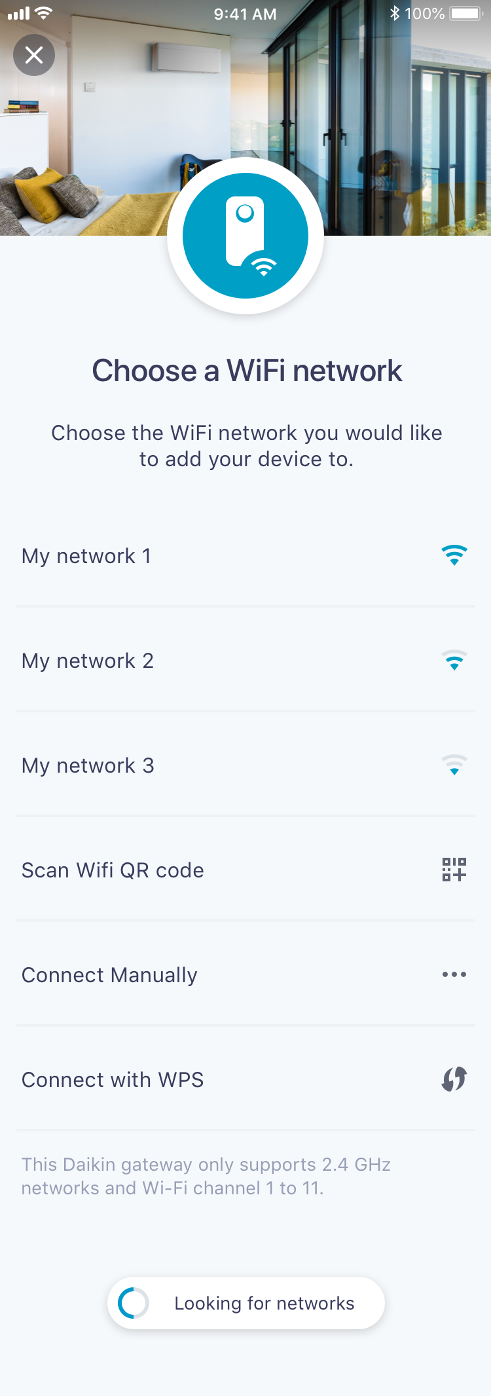 ONECTA výber siete Wi-Fi