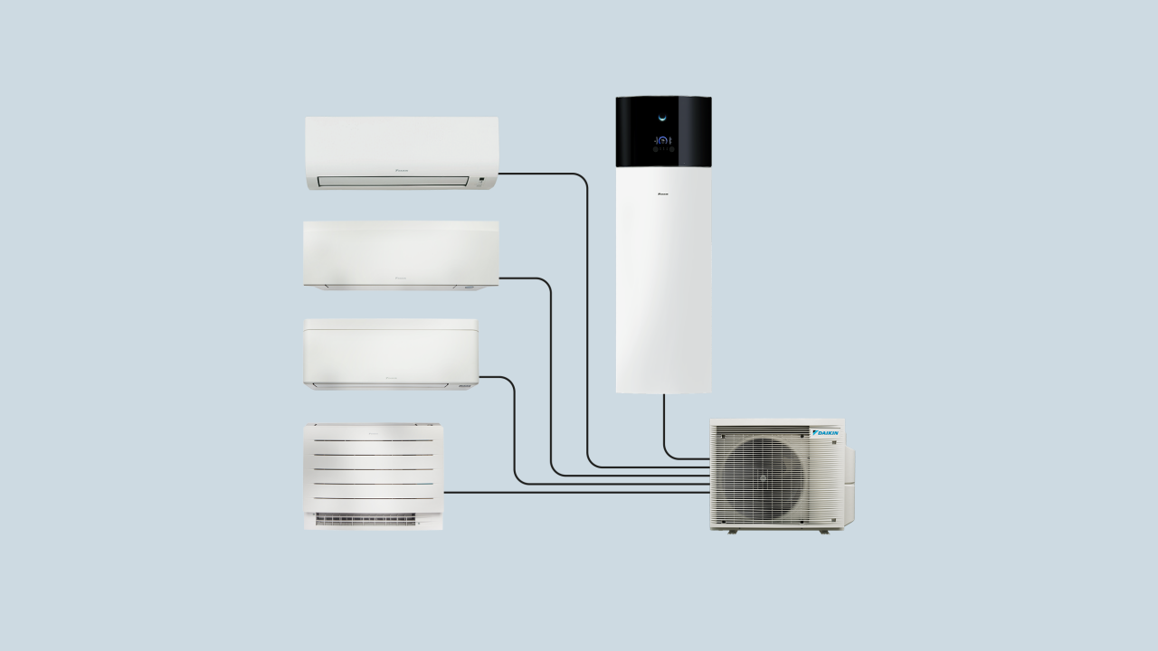 Obrázok piatich pripojených jednotiek Daikin